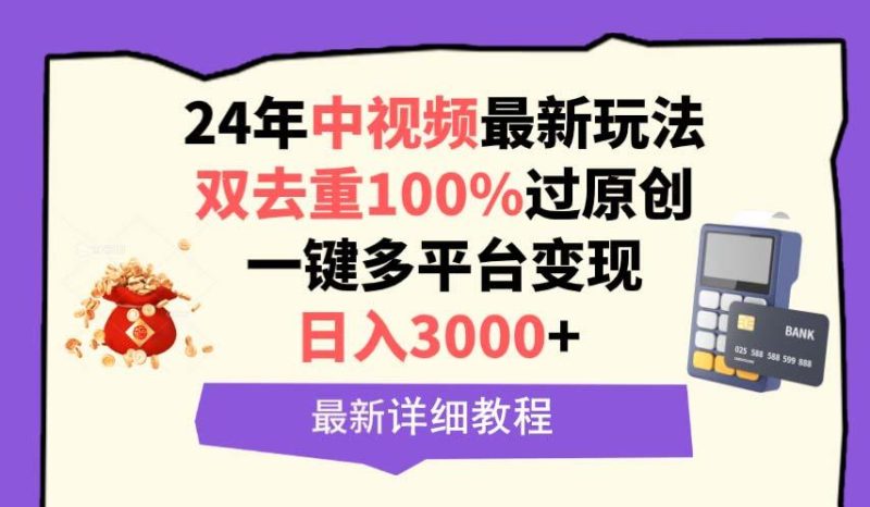(9598期)中视频24年最新玩法,双去重100%过原创,日入3000+一键多平台变现-一个公司创业项目 - 淘金吧