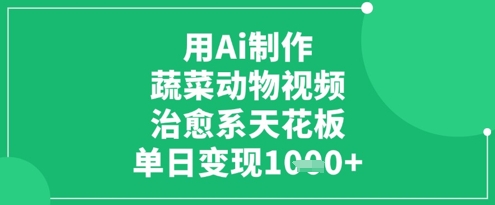 用Ai制作蔬菜动物视频,治愈系天花板,单日变现1k-一个公司创业项目 - 淘金吧