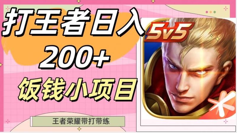 打王者日入200+,饭钱小项目,王者荣耀带打带练-一个公司创业项目 - 淘金吧