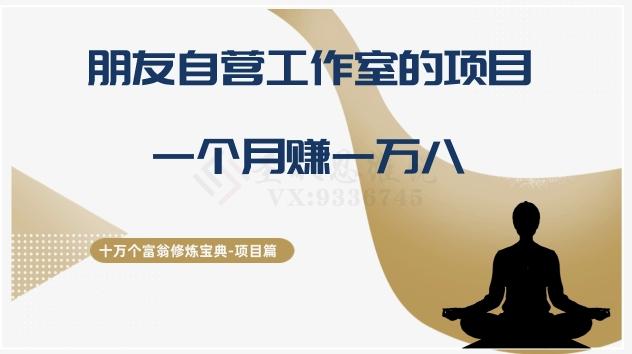 十万个富翁修炼宝典之16.朋友自营工作室的项目，一个月赚一万八-一个公司创业项目 - 淘金吧