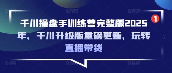 千川操盘手训练营完整版2025年,千川升级版重磅更新,玩转直播带货-一个公司创业项目 - 淘金吧
