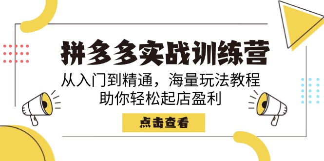 拼多多实战训练营，从入门到精通，海量玩法教程，助你轻松起店盈利-一个公司创业项目 - 淘金吧