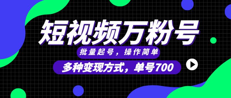 短视频快速涨粉,批量起号,单号700,多种变现途径,可无限扩大来做。-一个公司创业项目 - 淘金吧