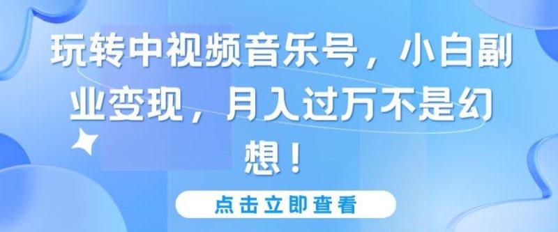 玩转中视频音乐号，小白副业变现，月入过万不是幻想【揭秘】-一个公司创业项目 - 淘金吧