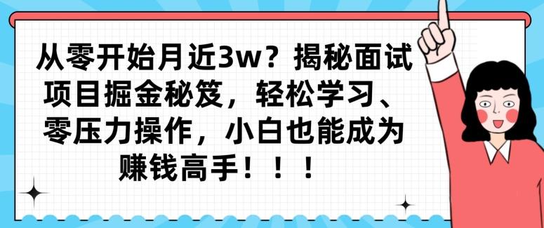 从零开始月近3w？揭秘面试项目掘金秘笈，轻松学习、零压力操作，小白也能成为赚钱高手-一个公司创业项目 - 淘金吧