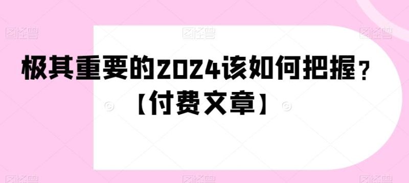 极其重要的2024该如何把握？【付费文章】-一个公司创业项目 - 淘金吧