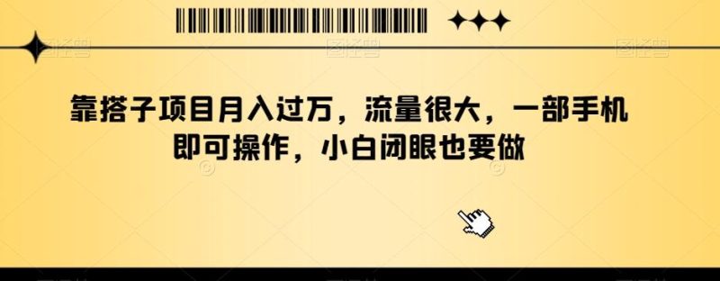 靠搭子项目月入过万,流量很大,一部手机即可操作,小白闭眼也要做-一个公司创业项目 - 淘金吧