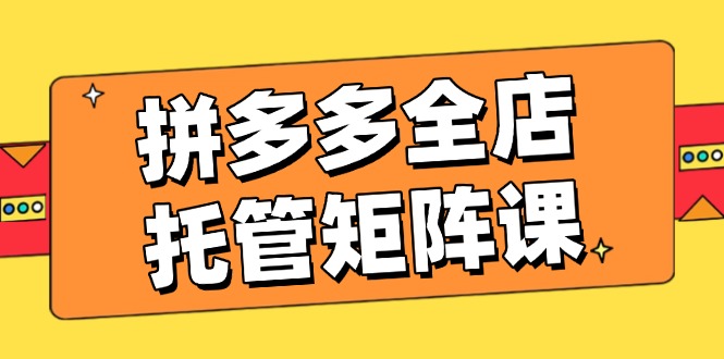 拼多多全店托管矩阵课,盈利动销玩法,高效计划设置,提升店铺效益-一个公司创业项目 - 淘金吧