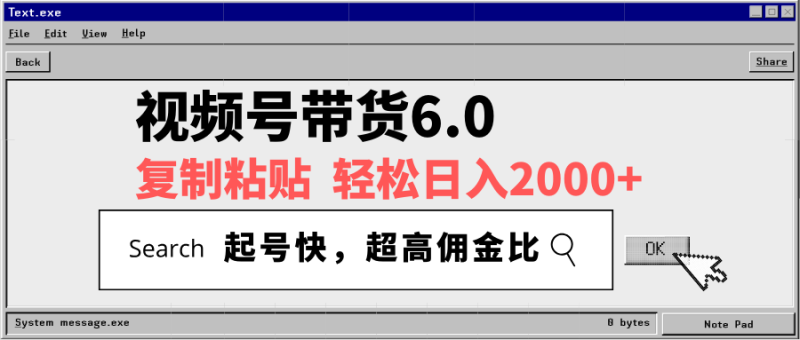 视频号带货6.0，轻松日入2000+，起号快，复制粘贴即可，超高佣金比-一个公司创业项目 - 淘金吧