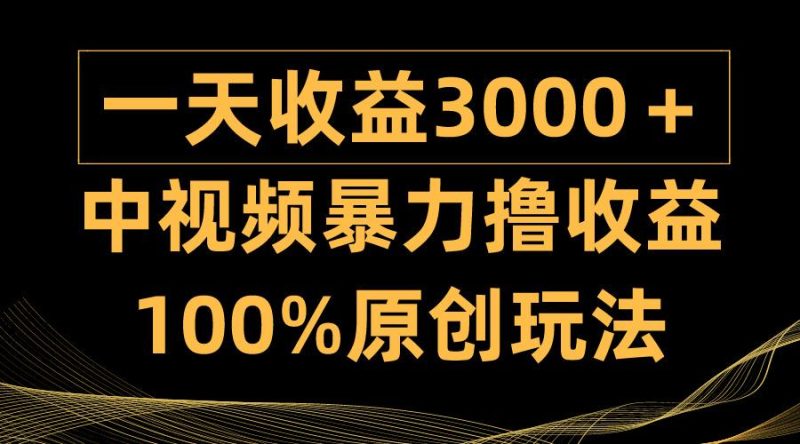 (9696期)中视频暴力撸收益，日入3000＋，100%原创玩法，小白轻松上手多种变现方式-一个公司创业项目 - 淘金吧