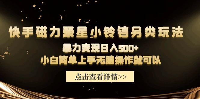 (9689期)快手磁力聚星小铃铛另类玩法，暴力变现日入500+小白简单上手无脑操作就可以-一个公司创业项目 - 淘金吧