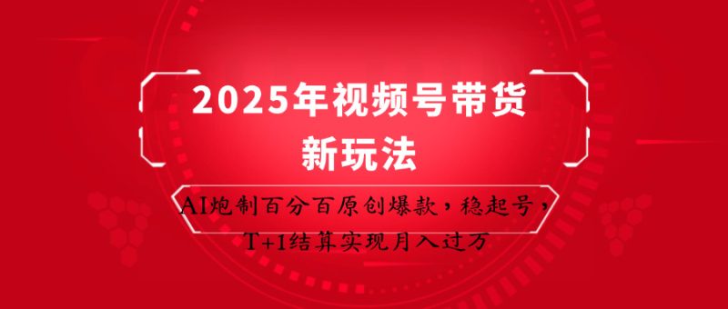 2025年视频号带货新玩法:AI炮制百分百原创爆款,稳起号,T+1结算实现月入过万-一个公司创业项目 - 淘金吧