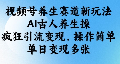 视频号养生赛道新玩法，AI古人养生操，疯狂引流变现，操作简单，单日变现多张