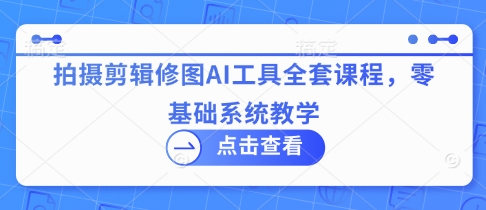 拍摄剪辑修图AI工具全套课程,零基础系统教学-一个公司创业项目 - 淘金吧