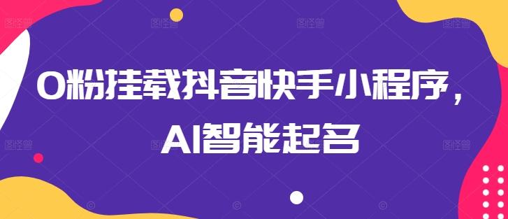 0粉挂载抖音快手小程序，AI智能起名-一个公司创业项目 - 淘金吧