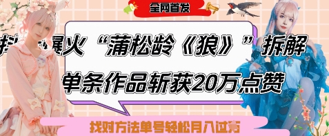 爆火“蒲松龄《狼》”实战拆解,仅6条作品涨粉24W,单条作品收获20W点赞,找对方法轻松起号月入过W-一个公司创业项目 - 淘金吧