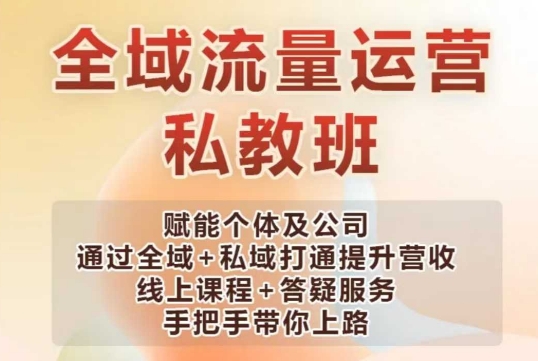 全域流量运营操盘课,赋能个体及公司通过全域+私域打通提升营收-一个公司创业项目 - 淘金吧