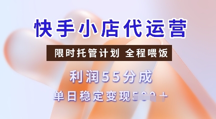 快手小店代运营,限时托管计划,收益55分,单日稳定变现多张【揭秘】-一个公司创业项目 - 淘金吧