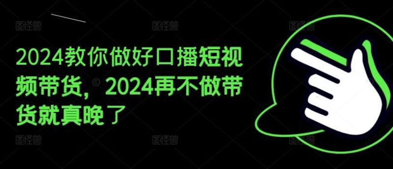 2024教你做好口播短视频带货，2024再不做带货就真晚了-一个公司创业项目 - 淘金吧