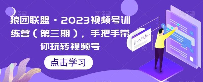 狼团联盟·2023视频号训练营(第三期),手把手带你玩转视频号-一个公司创业项目 - 淘金吧