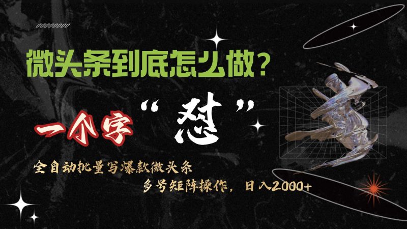 (9809期)微头条最新最强连怼操作，10分钟50条，真正解放双手，月入1w+-一个公司创业项目 - 淘金吧