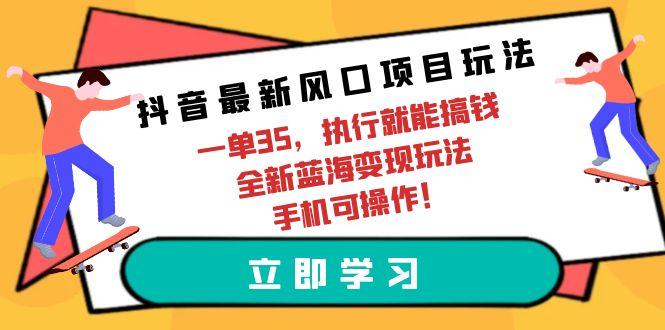 (9948期)抖音最新风口项目玩法，一单35，执行就能搞钱 全新蓝海变现玩法 手机可操作-一个公司创业项目 - 淘金吧