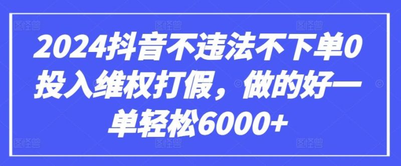 2024抖音不违法不下单0投入维权打假，做的好一单轻松6000+【仅揭秘】-一个公司创业项目 - 淘金吧