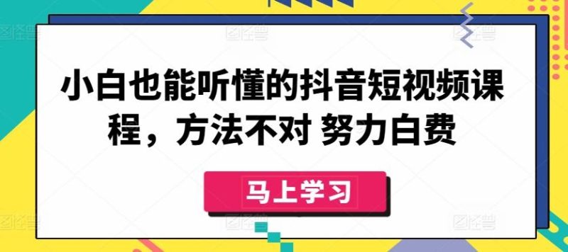 小白也能听懂的抖音短视频课程,方法不对 努力白费-一个公司创业项目 - 淘金吧