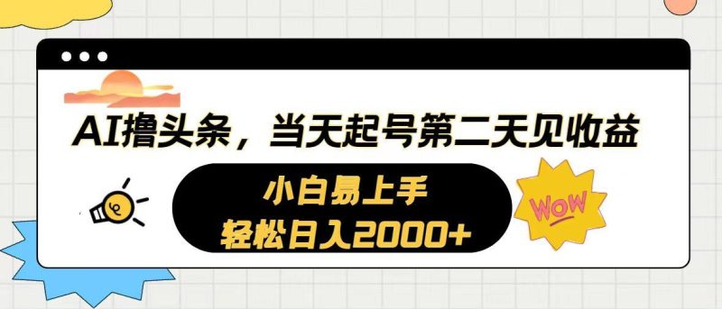 AI撸头条，当天起号，第二天见收益。轻松日入2000+-一个公司创业项目 - 淘金吧