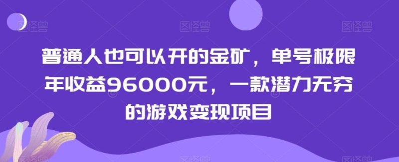 普通人也可以开的金矿,单号极限年收益96000元,一款潜力无穷的游戏变现项目【揭秘】-一个公司创业项目 - 淘金吧