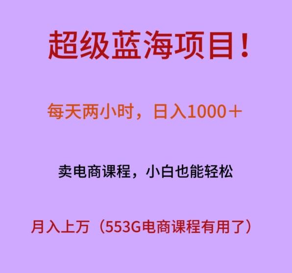超级蓝海项目！每天两小时，日入‌1000＋，卖电商课程，小白也能轻‌松，月入上万-一个公司创业项目 - 淘金吧