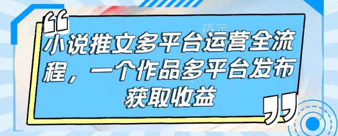 小说推文多平台运营全流程，一个作品多平台发布获取收益-一个公司创业项目 - 淘金吧