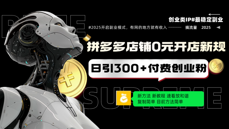 拼多多店铺0元开店新规,日引300+付费创业粉,目前方法简单复制粘贴可矩阵-一个公司创业项目 - 淘金吧