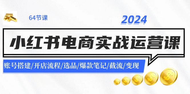 2024小红书电商实战运营课：账号搭建/开店流程/选品/爆款笔记/截流/变现-一个公司创业项目 - 淘金吧