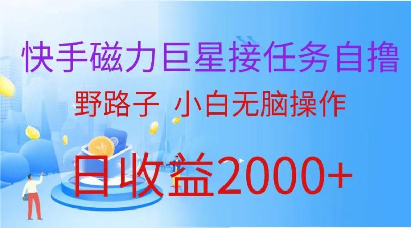 (9985期)(蓝海项目)快手磁力巨星接任务自撸,野路子,小白无脑操作日入2000+-一个公司创业项目 - 淘金吧