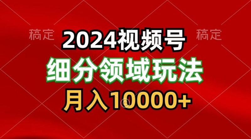 2024视频号分成计划细分领域玩法,每天5分钟,月入1W+-一个公司创业项目 - 淘金吧