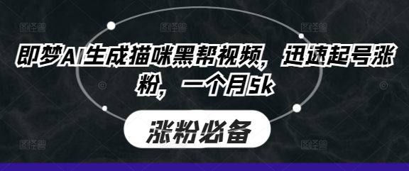 即梦AI生成猫咪黑帮视频,迅速起号涨粉,一个月5k-一个公司创业项目 - 淘金吧