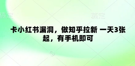卡小红书漏洞,做知乎拉新 一天3张起,有手机即可-一个公司创业项目 - 淘金吧