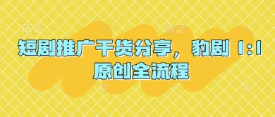 短剧推广干货分享,豹剧 1:1原创全流程-一个公司创业项目 - 淘金吧