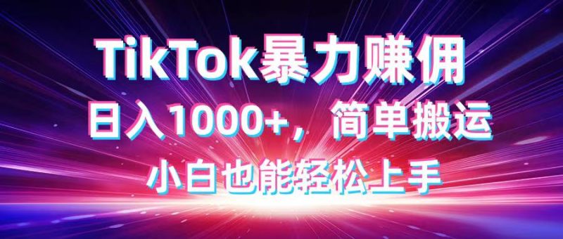 TikTok搬运暴力赚佣,日入1000+,简单搬运,小白也能轻松上手-一个公司创业项目 - 淘金吧