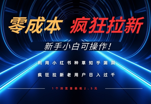 利用小红书种草知乎漏洞,零成本疯狂拉新日入数张,新手小白可操作-一个公司创业项目 - 淘金吧