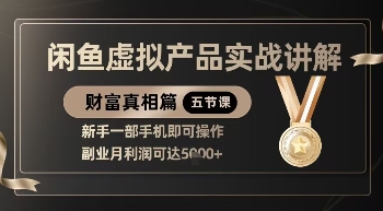 精品!闲鱼虚拟产品实战讲解,新手一部手机即可操作,副业月利润可达5k+-一个公司创业项目 - 淘金吧