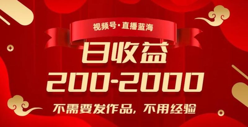 视频号直播蓝海,不需要发作品,不用经验,日入200-2000+【揭秘】-一个公司创业项目 - 淘金吧