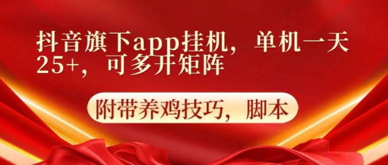 抖音旗下app自动挂机,单机一天收益25+,可多开矩阵-一个公司创业项目 - 淘金吧