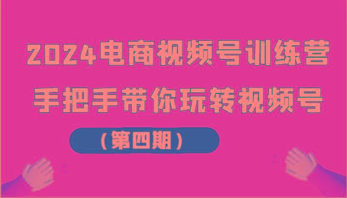 2024电商视频号训练营(第四期)手把手带你玩转视频号-一个公司创业项目 - 淘金吧