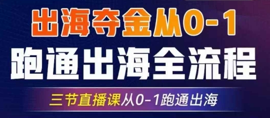 2025出海夺金从0-1跑通出海全流程,三节直播课从0-1跑通出海,教你用AI跑通全流程-一个公司创业项目 - 淘金吧