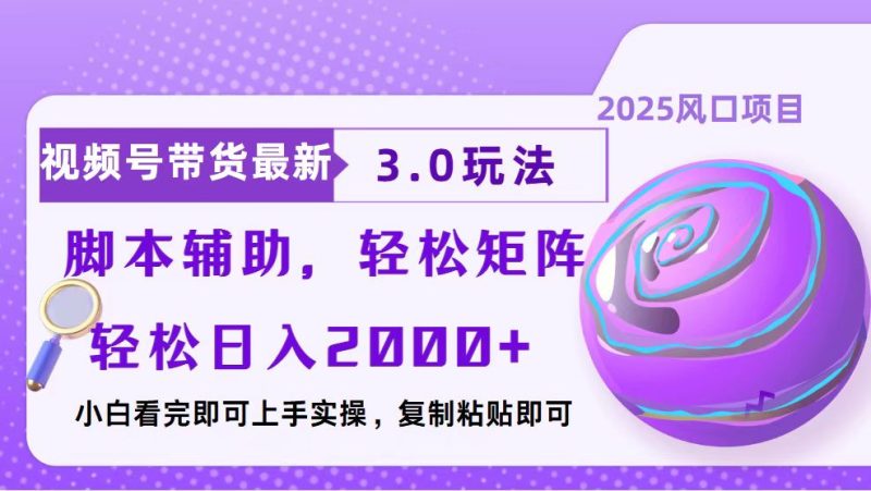 视频号带货最新3.0玩法,作品制作简单,当天起号,复制粘贴,脚本辅助…-一个公司创业项目 - 淘金吧