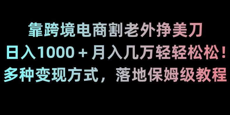 靠跨境电商割老外挣美刀，日入1000＋月入几万轻轻松松！多种变现方式，落地保姆级教程【揭秘】-一个公司创业项目 - 淘金吧