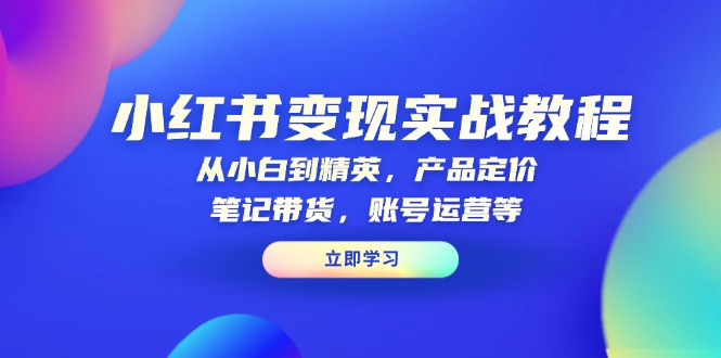 小红书变现实战教程:从小白到精英,产品定价,笔记带货,账号运营等-一个公司创业项目 - 淘金吧