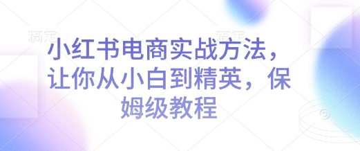 小红书电商实战方法,让你从小白到精英,保姆级教程-一个公司创业项目 - 淘金吧
